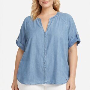 Tommy Hilfiger Lyocell Chambray Blouse | XXL